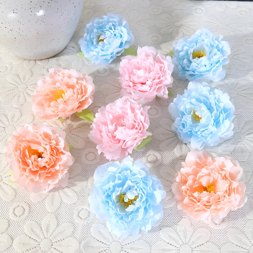 Silk simulation peony flower head decoration in multiple colours for wedding and home use