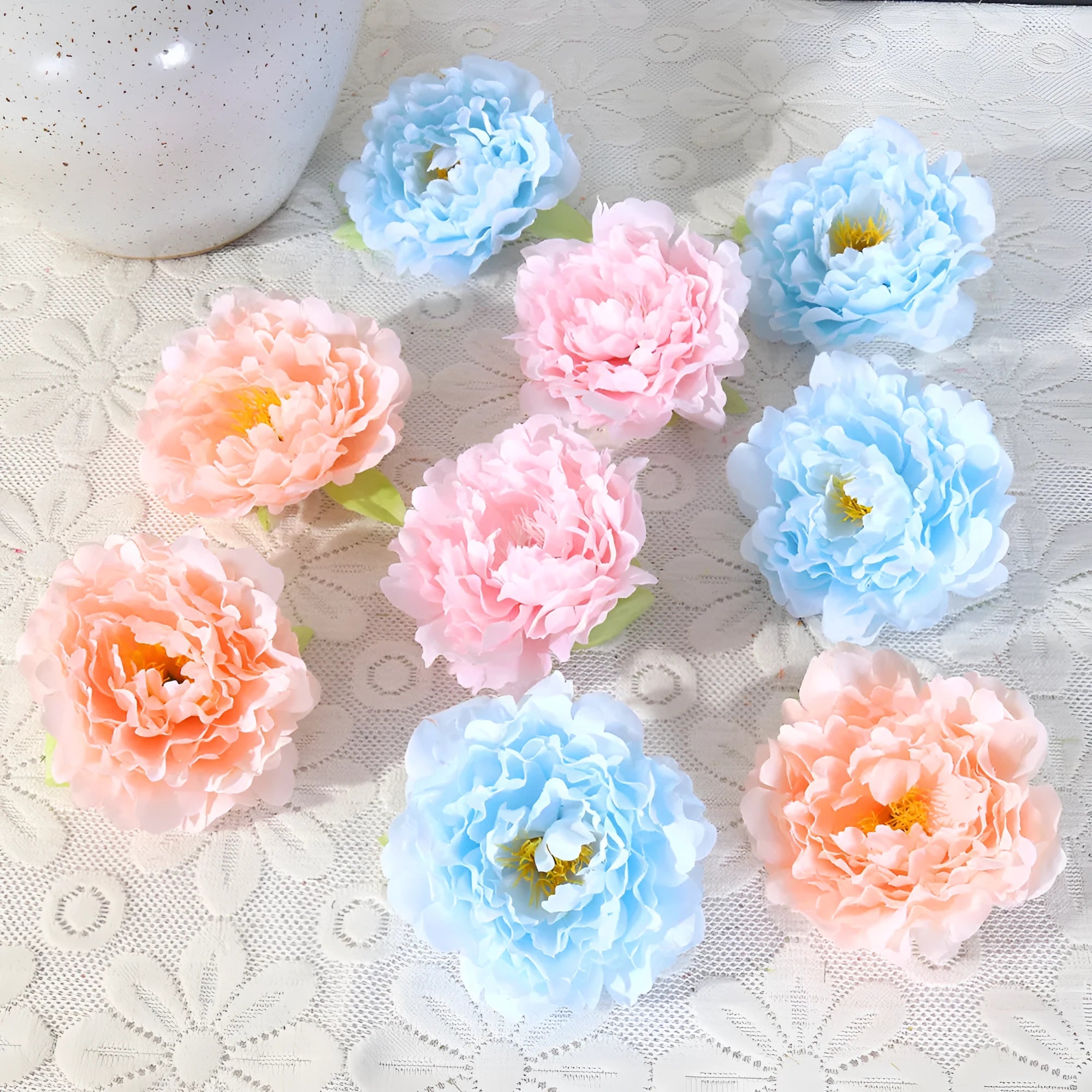 Silk simulation peony flower head decoration in multiple colours for wedding and home use