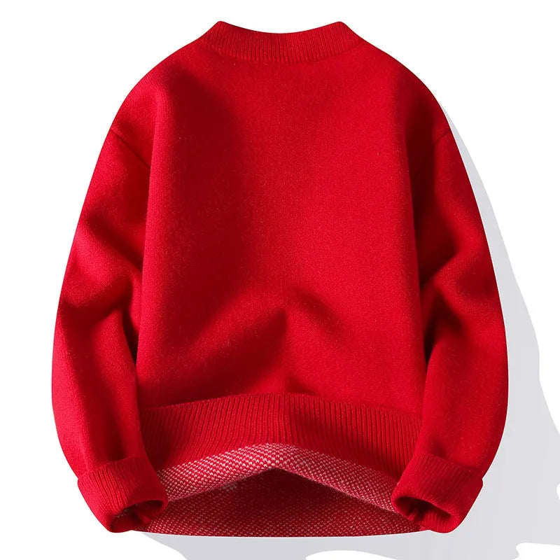 Men's loose fit knitted pullover with long sleeves and ribbed hem in multiple colours