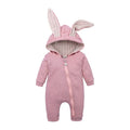 Babies' cotton rabbit ear one-piece romper in blue