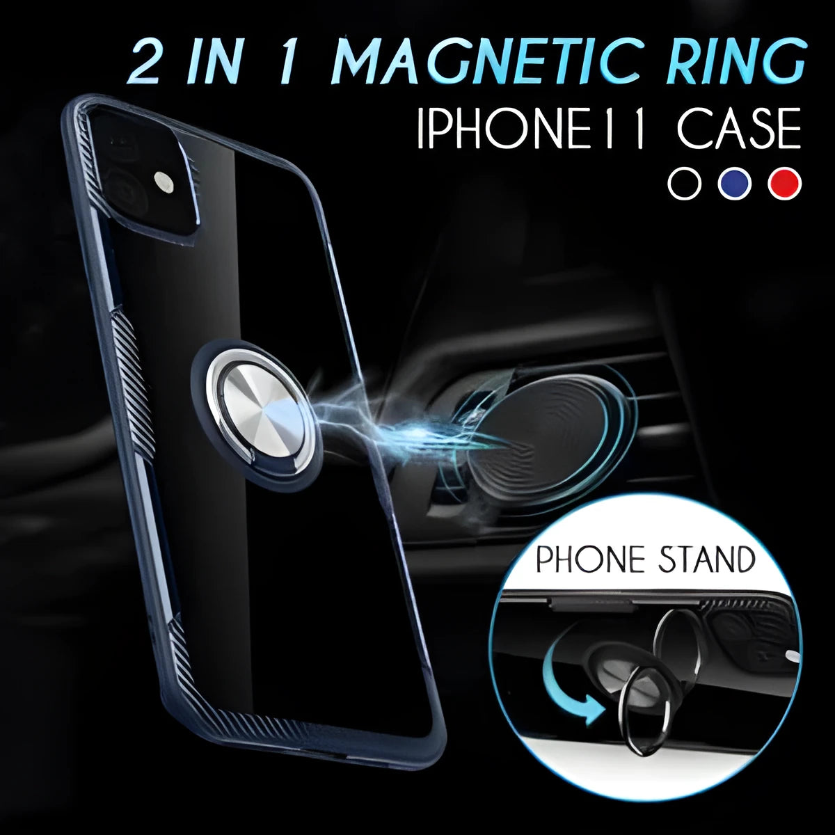 Armoured iPhone case with PU back cover showing demolition design for photography and button access