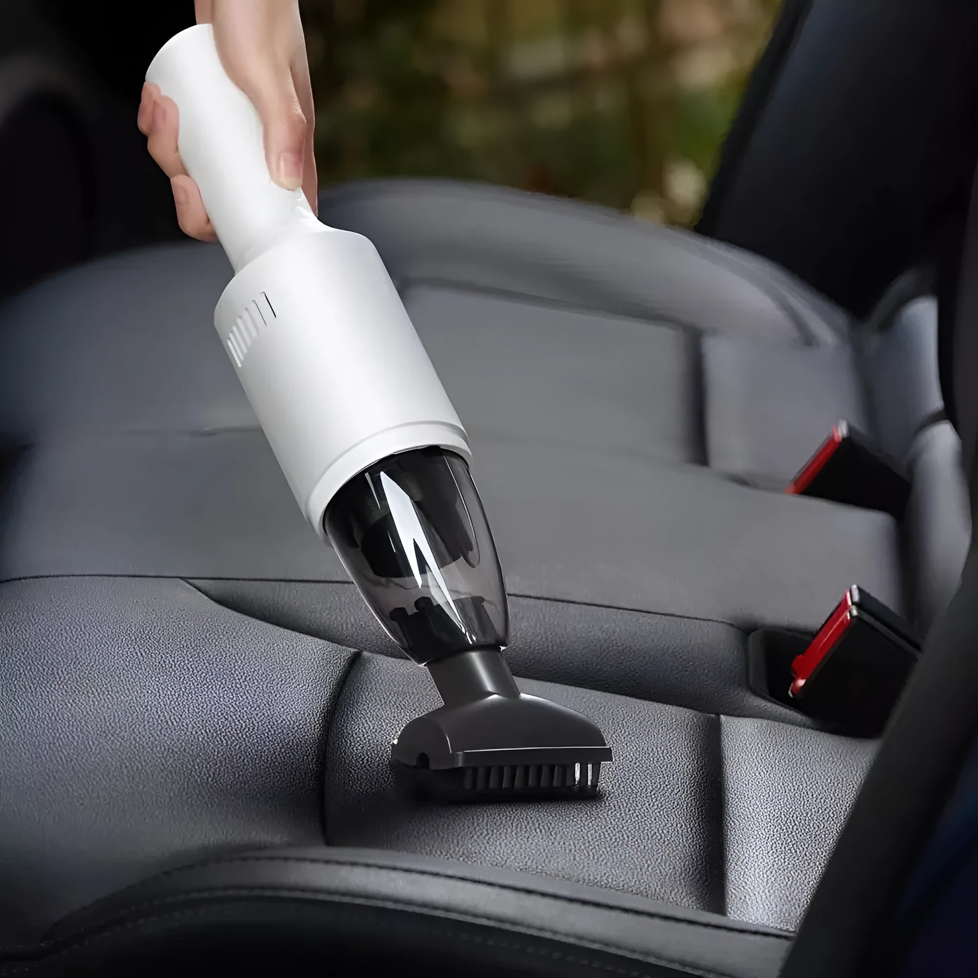 Black car vacuum cleaner with LED light and nozzle for 7000PA suction interior cleaning