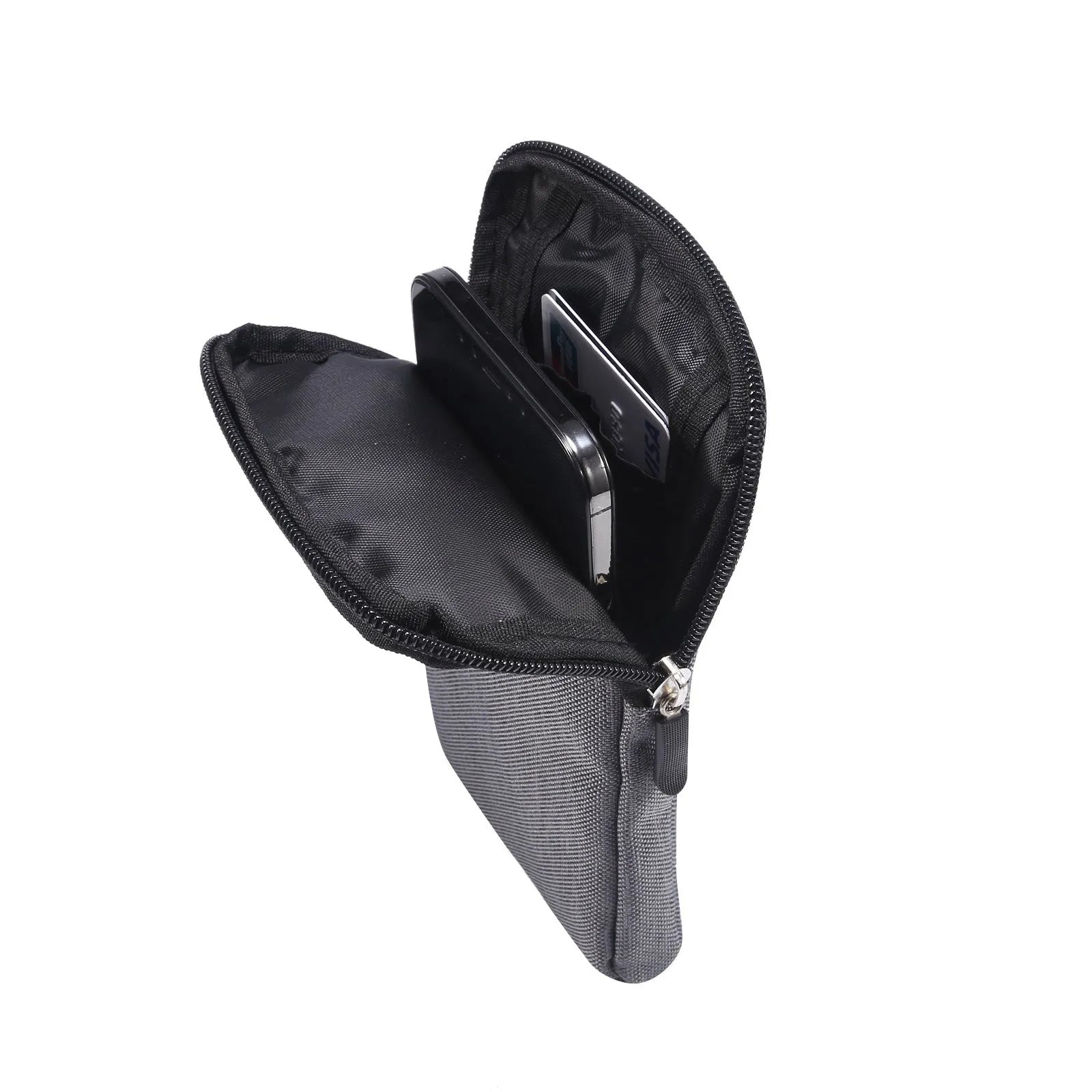 Solid colour waterproof neoprene diagonal cross-body waist bag shown in black, suitable for carrying smartphones.