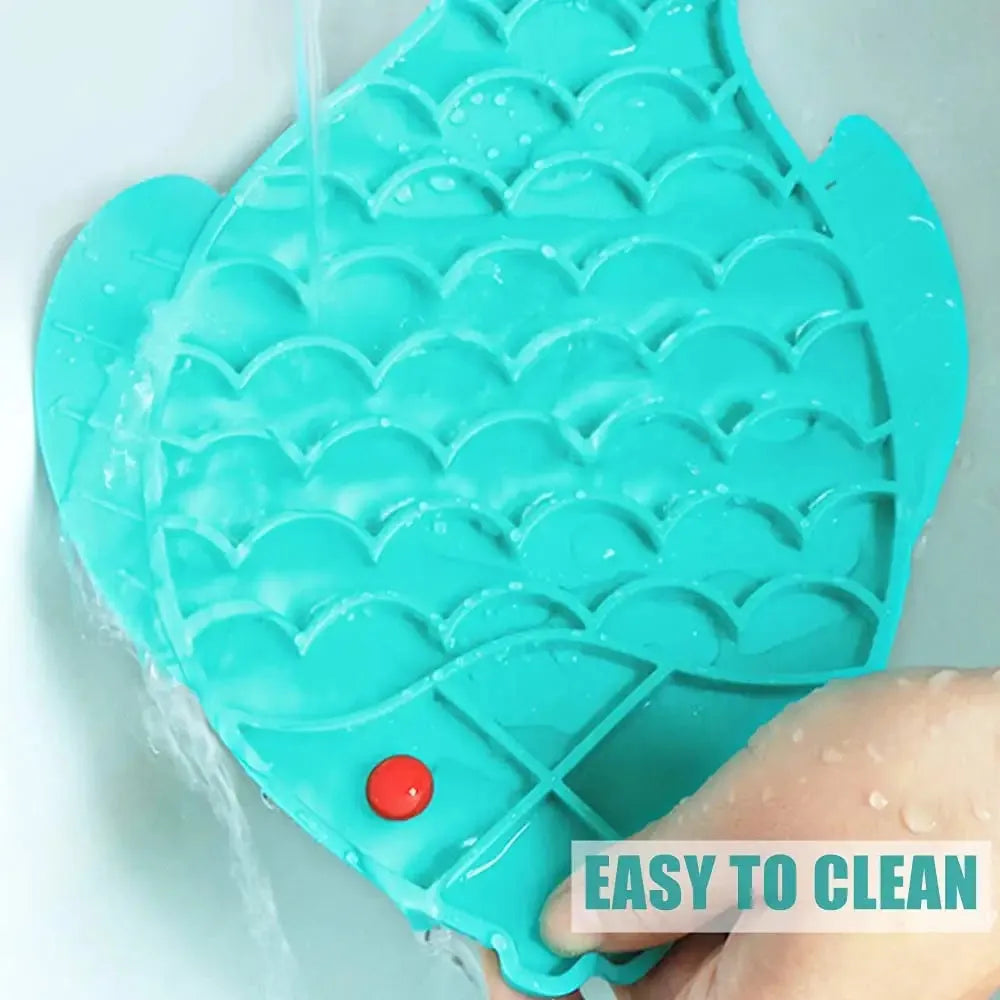 Silicone lick mat for dogs in blue, green, or grey, 24.5x19cm, slow feeder with textured surface