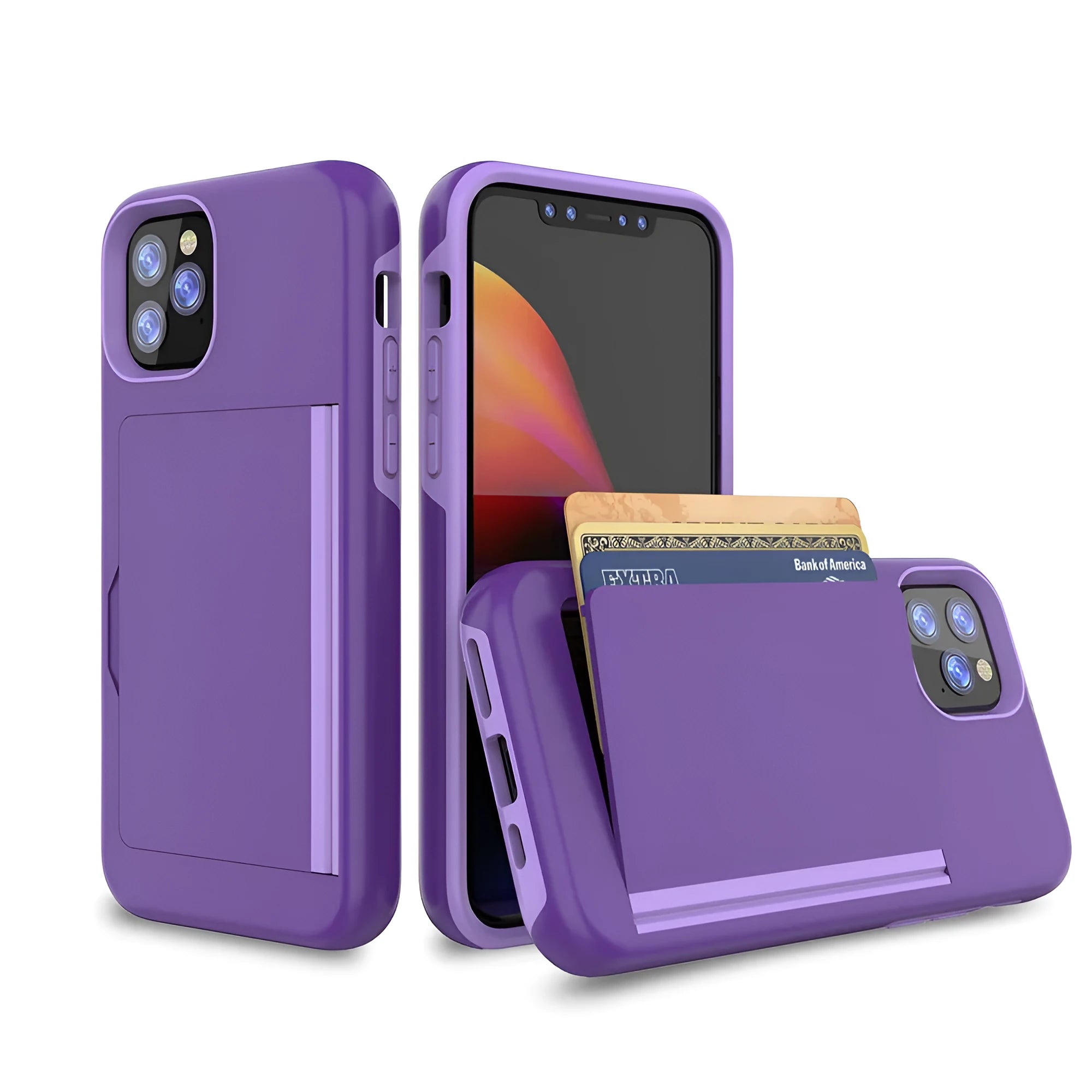 Simple solid-colour mobile phone case for iPhone 11 series in various colours on a white background.
