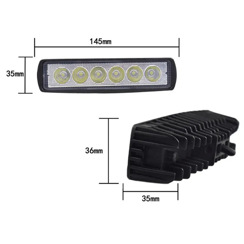 Black die-cast aluminium 18W LED auxiliary spotlight for car or 4x4 mounting