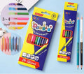 Set of wooden double-headed colouring pencils showing two colour leads on each pencil