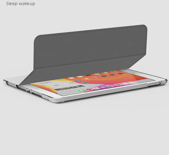 Flip tri-fold tablet case for iPad in imitation leather with pen slot option and wave point design