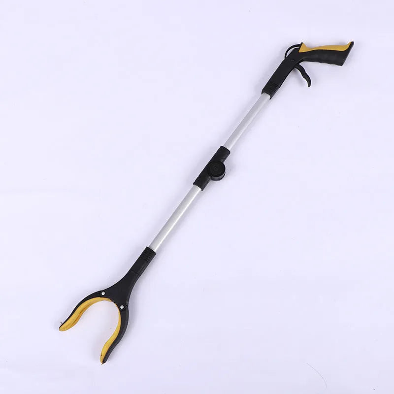 Foldable aluminium garbage clamp with blue handle extended to 80cm and folded to 42cm with magnet