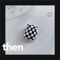 Black and green checkerboard pattern TPU case for Apple AirPods with optional lanyard and pendant accessories.