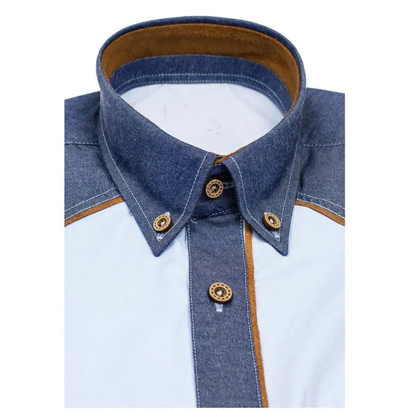 Men's Professional British Style Slim Fit Short Sleeve Shirt Cotton Blended Fabric Size S-3XL Black Light Blue White Plus Size Colour Matching