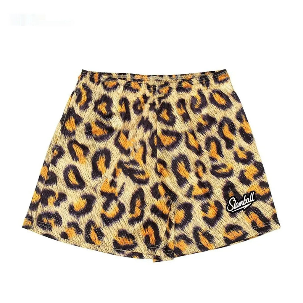 Men's leopard print fitness shorts for sports training and basketball