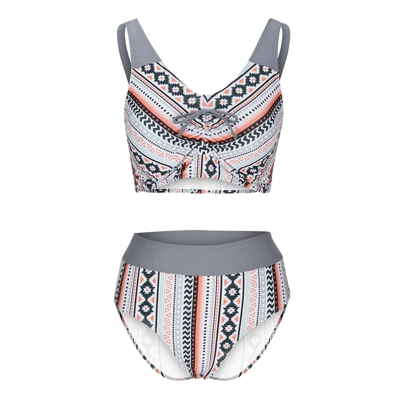 Blue solid colour women's cross sling split swimsuit bikini set on a mannequin.