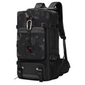 Large capacity 36-55L waterproof Oxford cloth hiking camping backpack in Army Green with curved shoulder straps