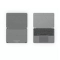 Grey wireless Bluetooth folding keyboard for smartphones and tablets showing compact portable design