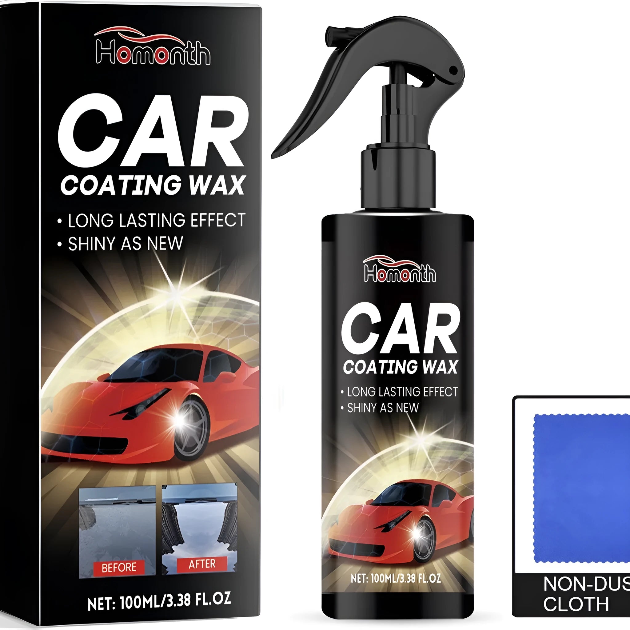 Car coating wax bottle and application cloth for vehicle paint protection