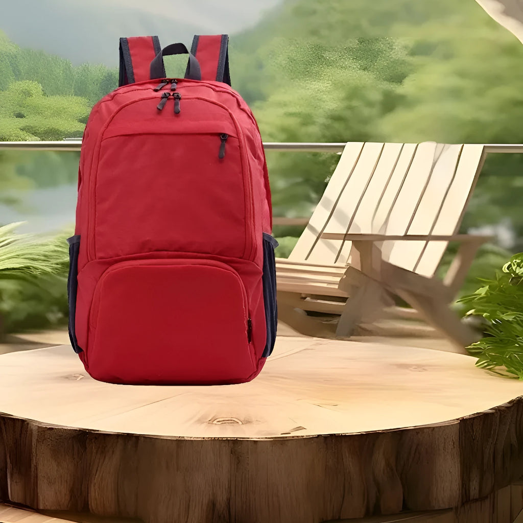 26-inch solid colour waterproof Oxford cloth backpack shown in foldable casual style