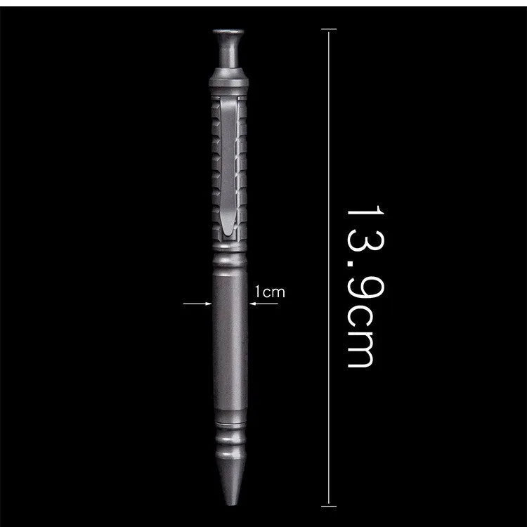 Gunmetal grey titanium alloy tactical push-action pen with 0.5mm nib