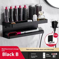 White double layer aluminium bathroom storage rack for hair curlers and Marcel wavers with punch-free mounting