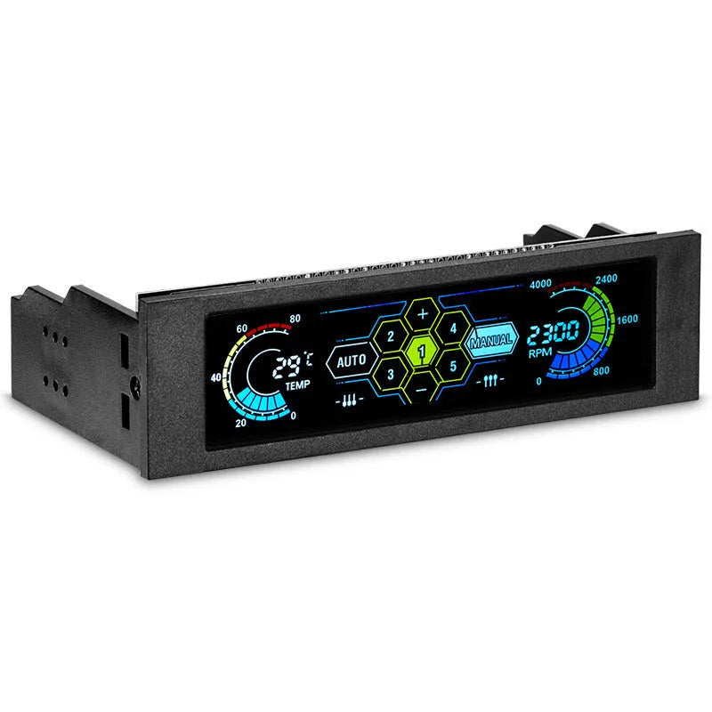 Black computer case touch screen temperature controller for optical drive bay installation