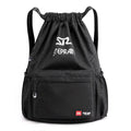 Solid colour drawstring backpack made of Oxford cloth with double shoulder straps.