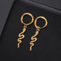 Vintage snake clip-on earrings in stainless steel with gold plating