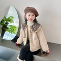 Khaki Mori style girls' fleece-lined coat with long sleeves and thickened polyester for winter