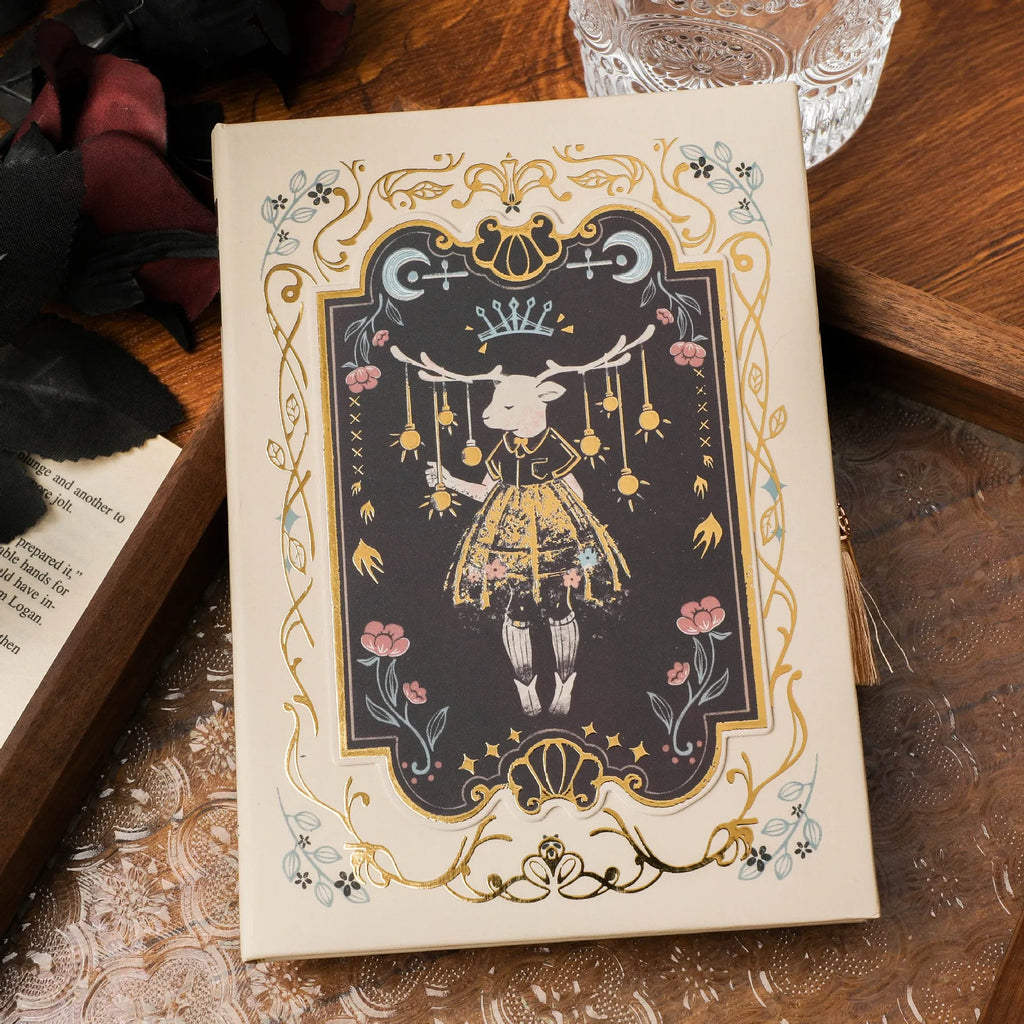 A5 gothic art notebook with choice of illustrated covers including rabbit, maze, forest, and fruit designs.