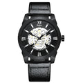 Biden men's hollow quartz watch with calendar display and black strap