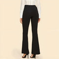 High waist black flared pants for ladies made from cotton blend fabric, available in multiple sizes