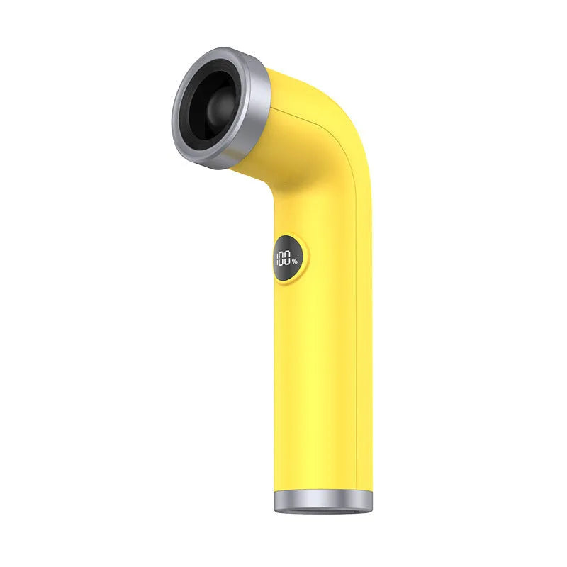 Bladeless high speed turbine little fan in apricot, pink, or yellow colour.