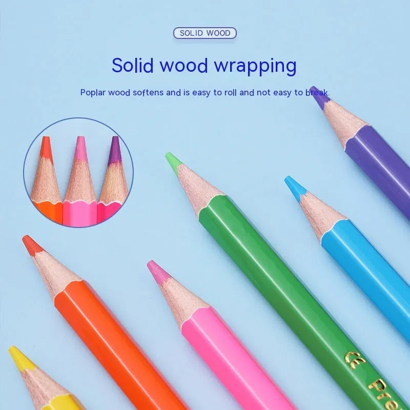 Set of wooden double-headed colouring pencils showing two colour leads on each pencil
