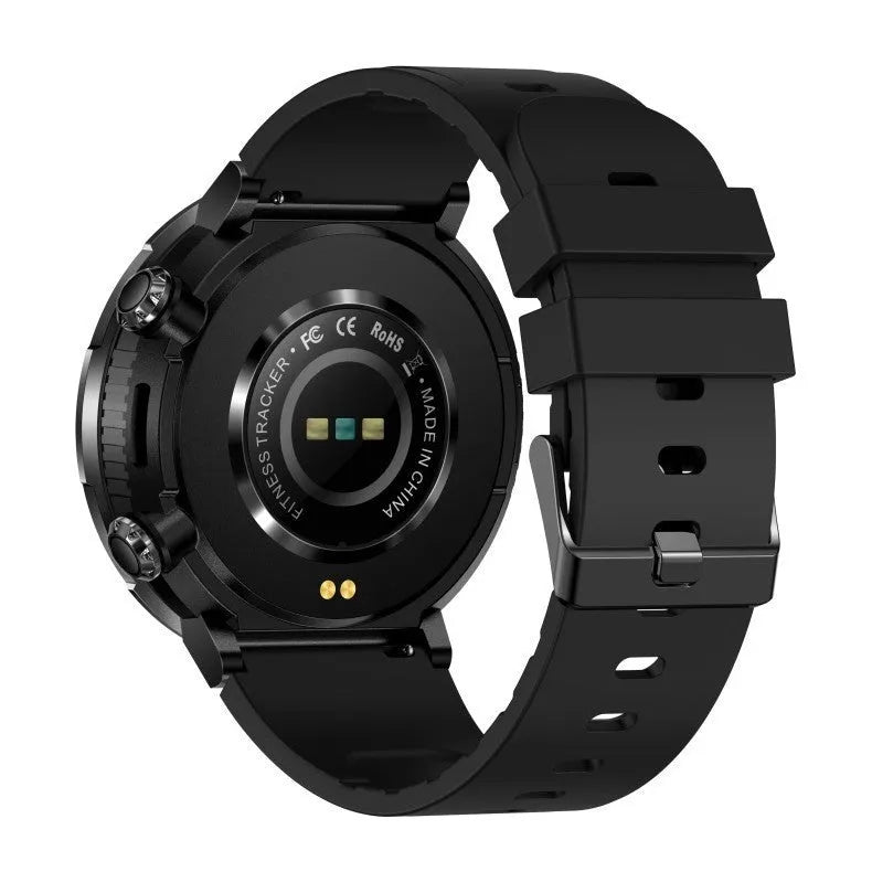 T30 Smart Watch with black silicone strap showing Bluetooth calling and health metrics on IPS screen.