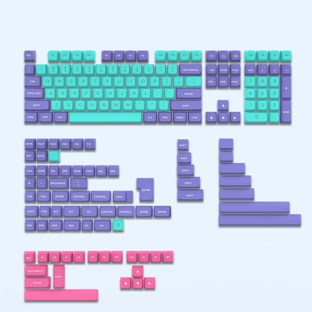 189-key PBT keycap set in Klein Blue, compatible with MX mechanical switches, featuring secondary forming legends
