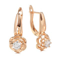 Pair of 585 rose gold flower-shaped stud earrings on copper base, H0513 colour, women's style