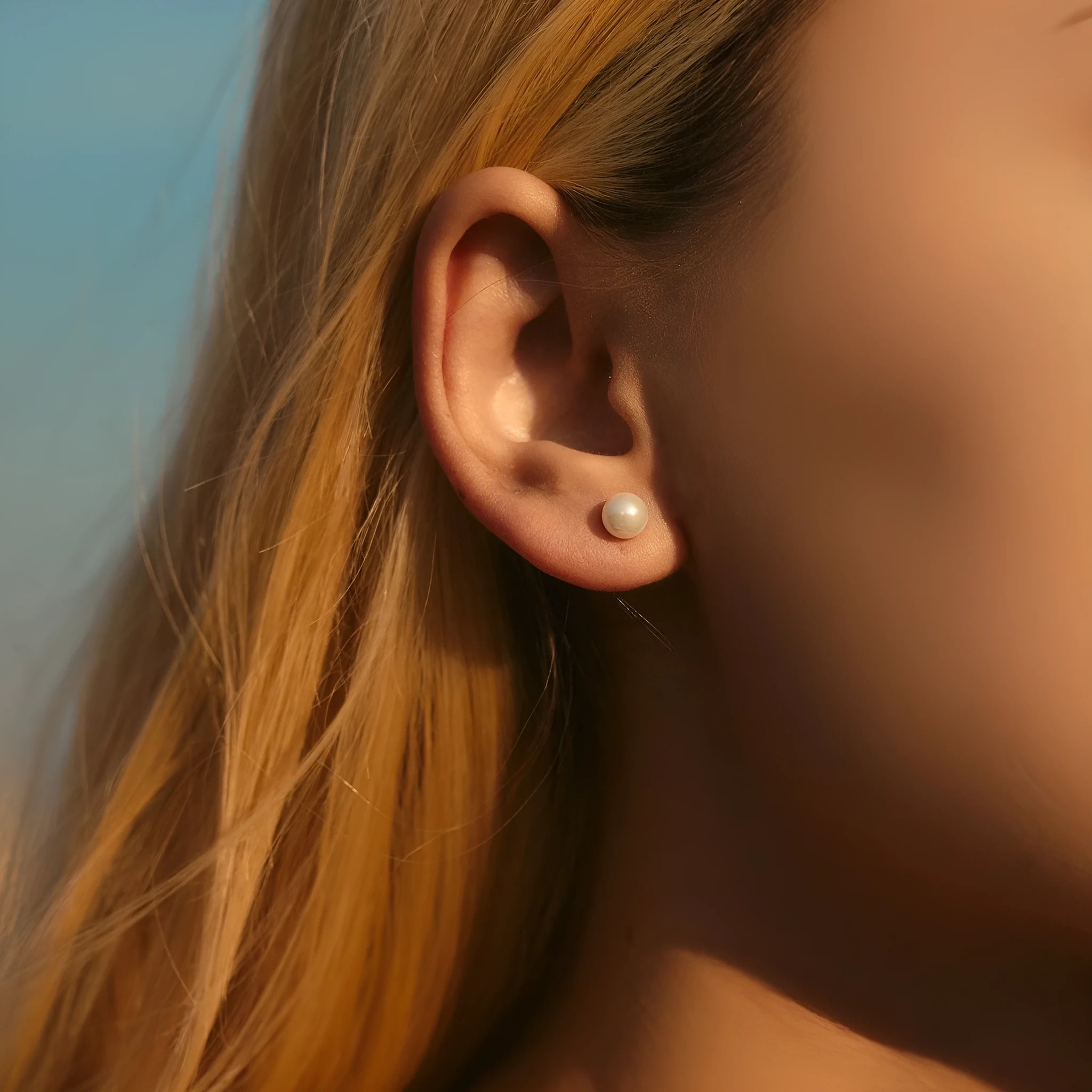 Light luxury French pearl earrings for women in 925 sterling silver with diamond setting, available in 6mm to 14mm sizes