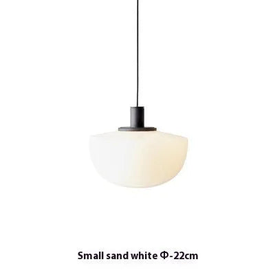 Simple modern milky white glass single-head pendant light suspended from ceiling