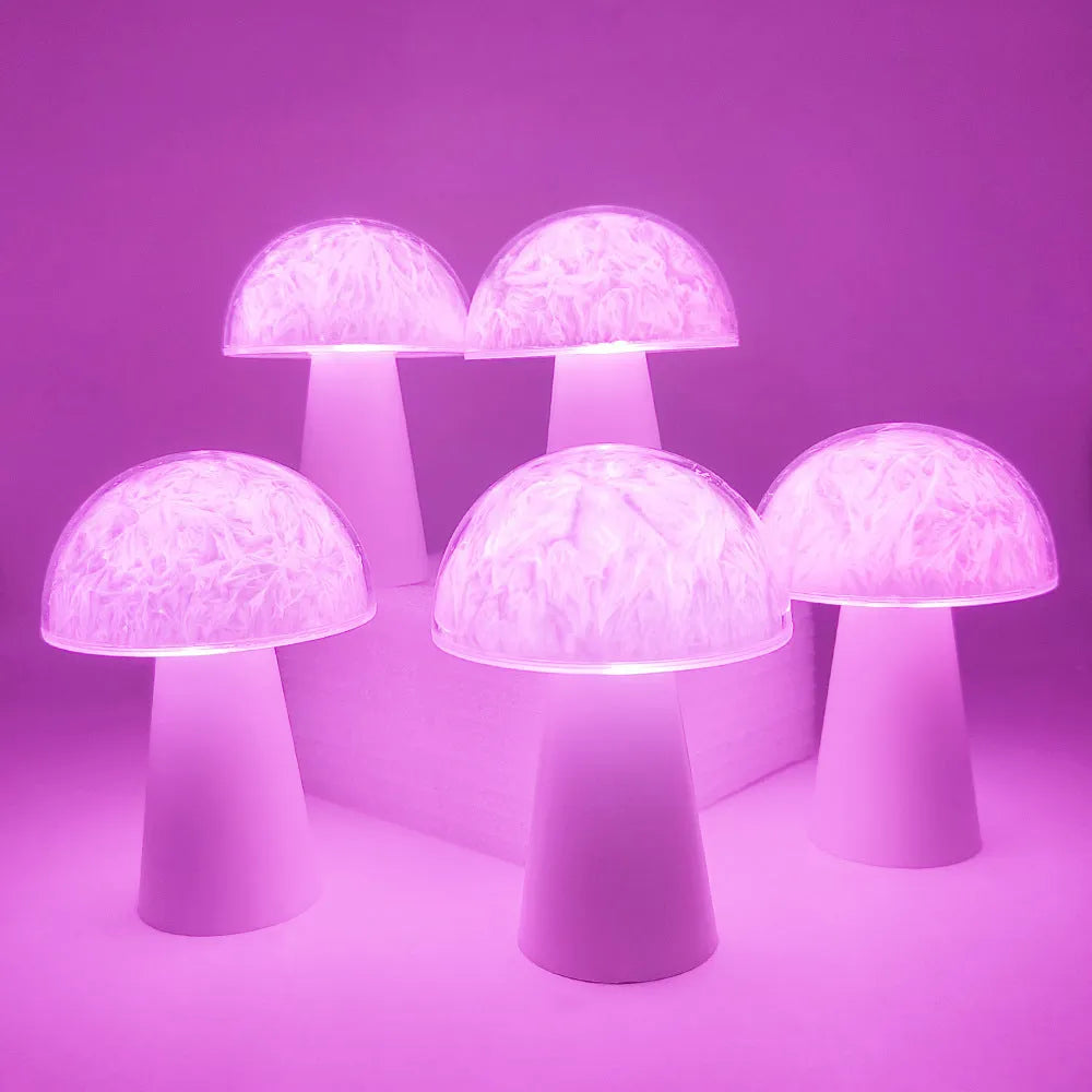 Mushroom-shaped decorative night light with remote control and RGB colour-changing illumination