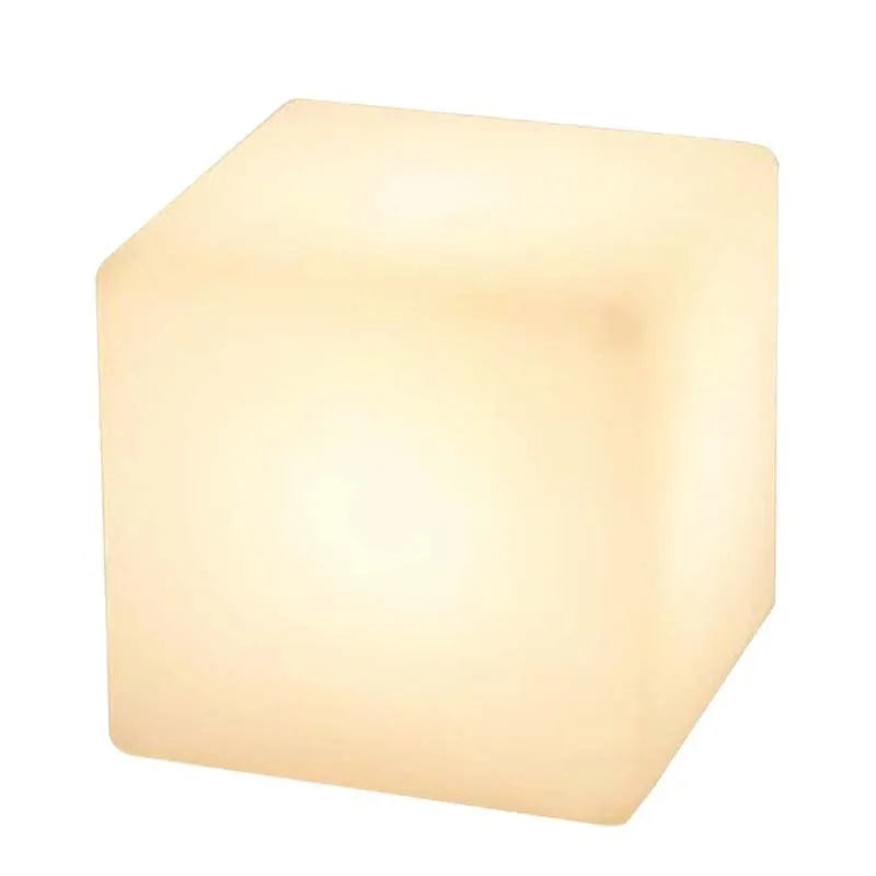 Square LED cube light with modern design in multiple sizes with solar panel or rechargeable options