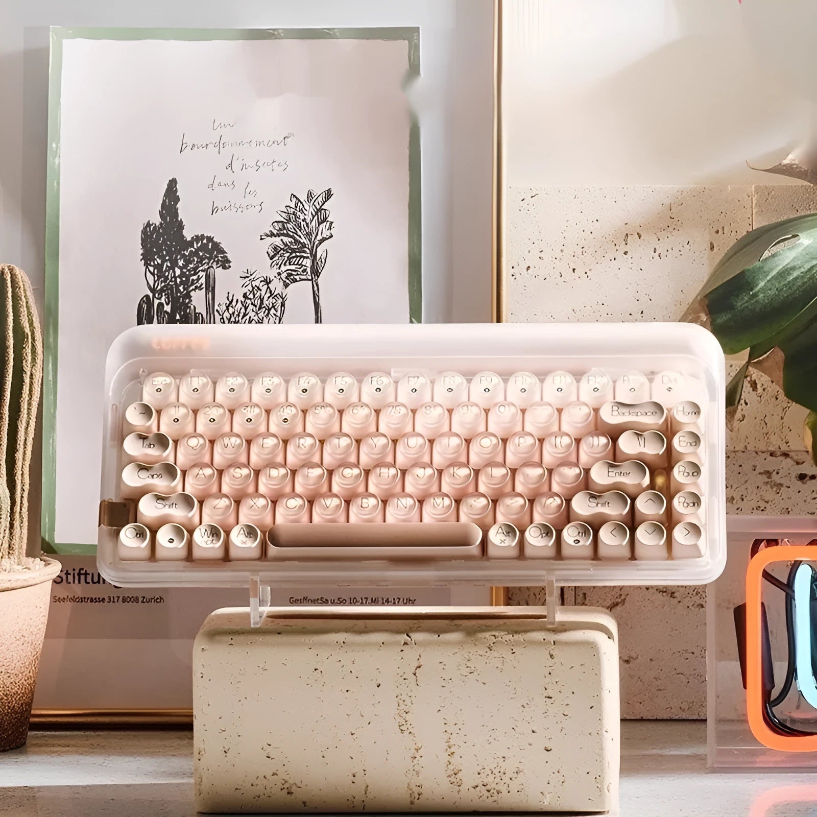 Liquid foundation colour wireless mechanical keyboard with 84 keys, Bluetooth calculator, and pickup light