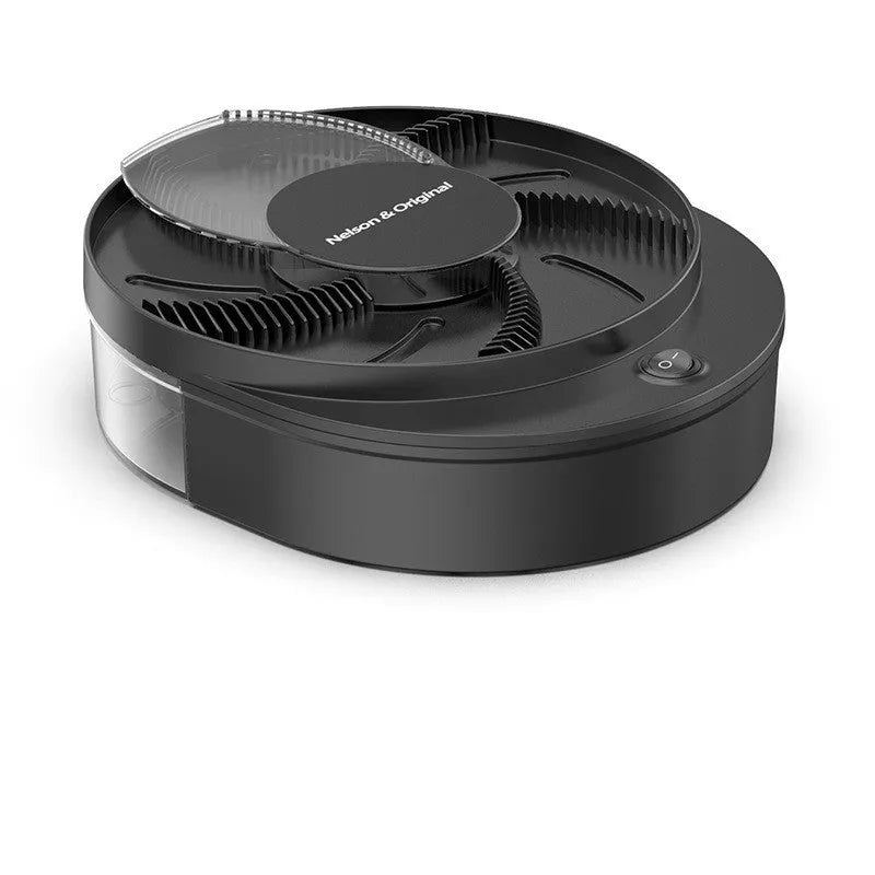 White and black electric fly catcher machine for household use with plug-in or rechargeable options