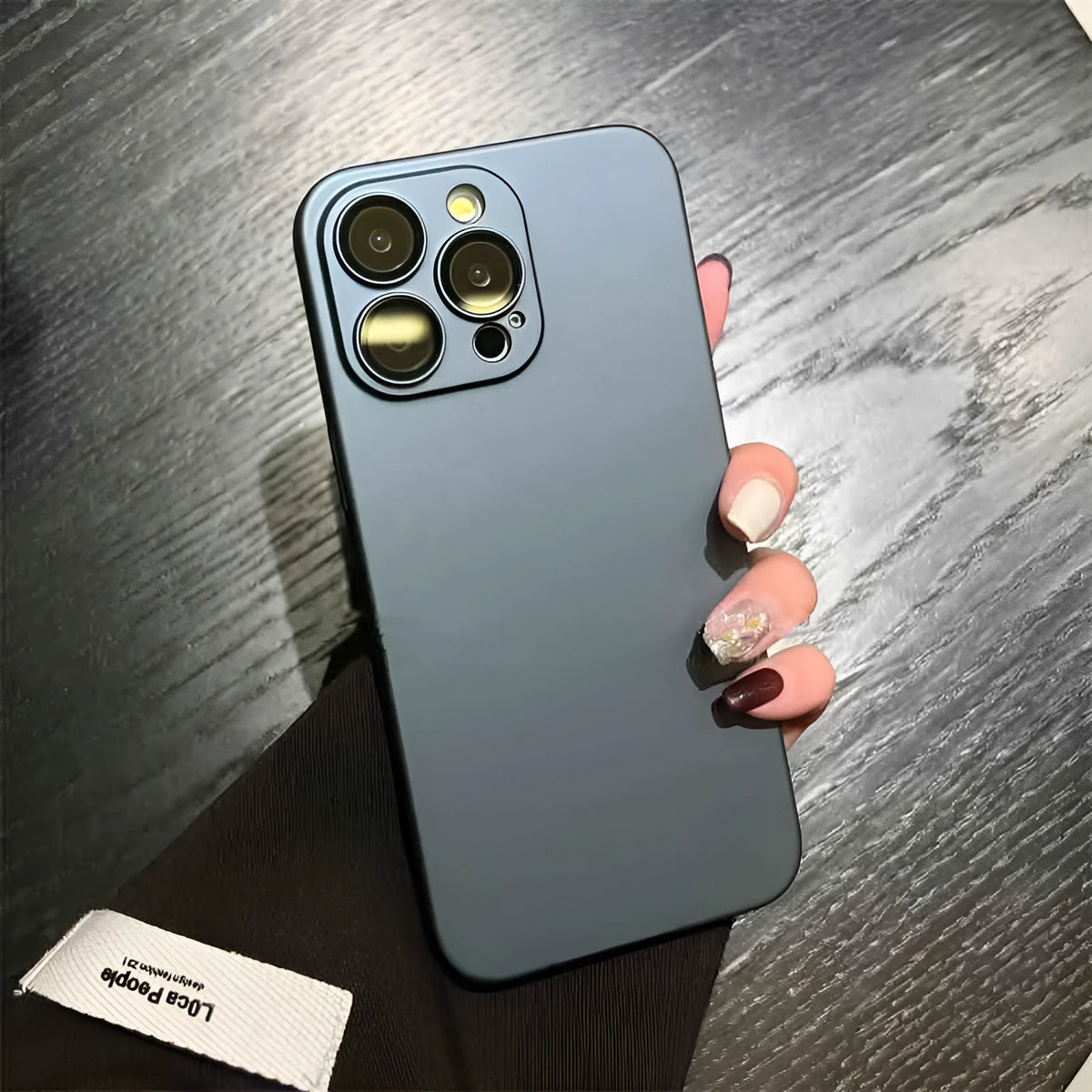 Ultra-thin frosted hard PC phone case in Haze Blue and Dark Gray for iPhone 11 to 15 Pro Max
