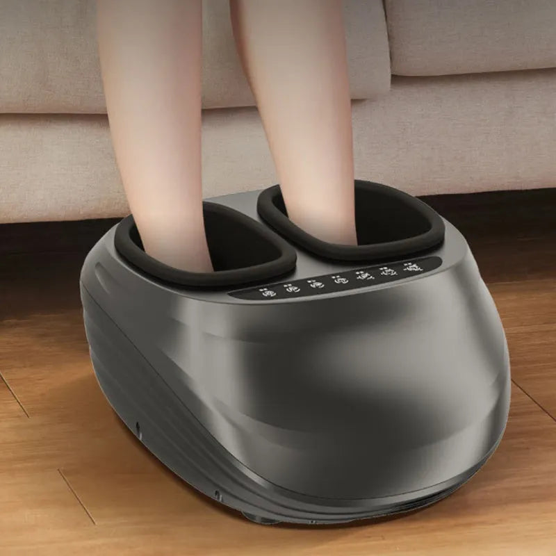 Black basic style foot massager with push-button control and removable washable cloth cover