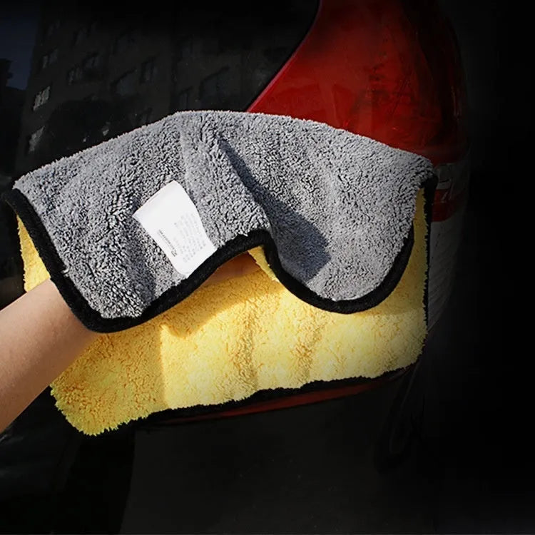 Traceless thickened microfiber car wash towel 30x60CM yellow grey double-sided