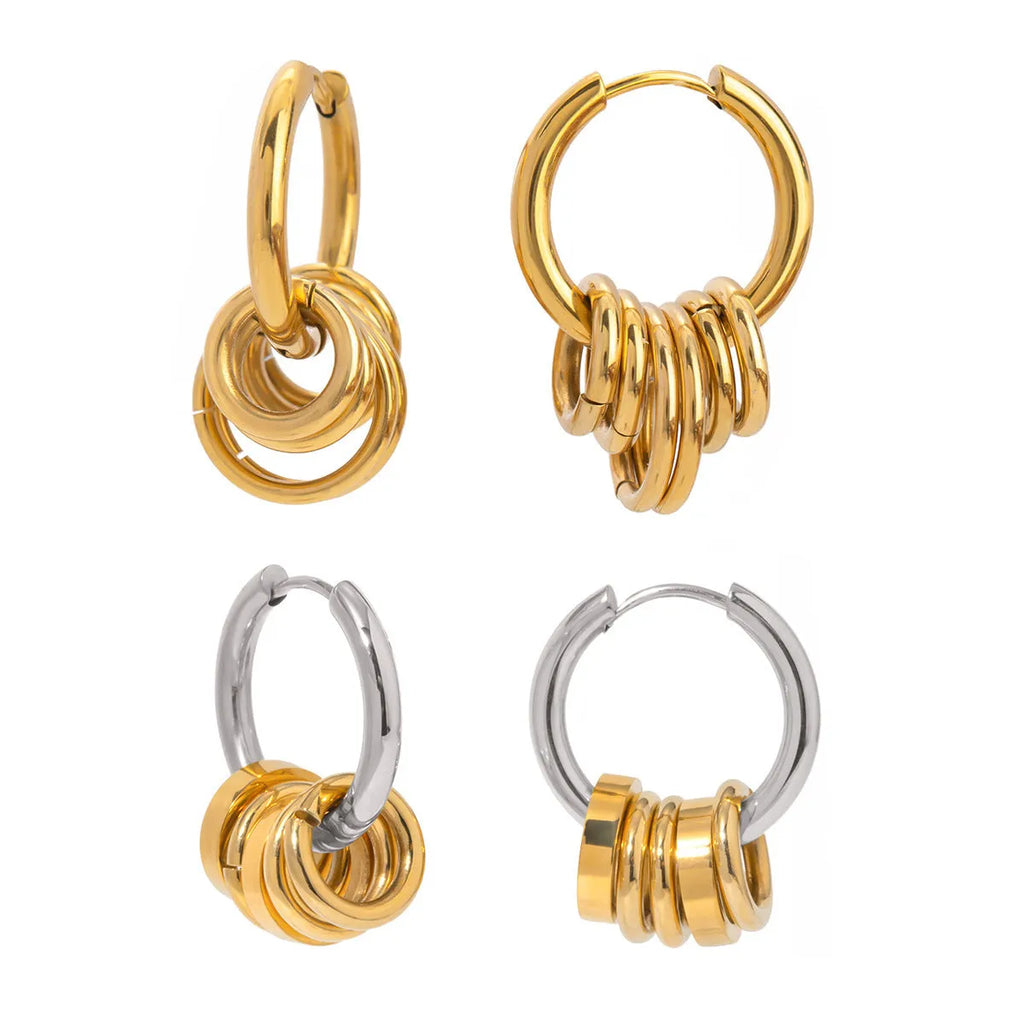 Stainless steel colour matching earrings with electroplated finish in modern ins style