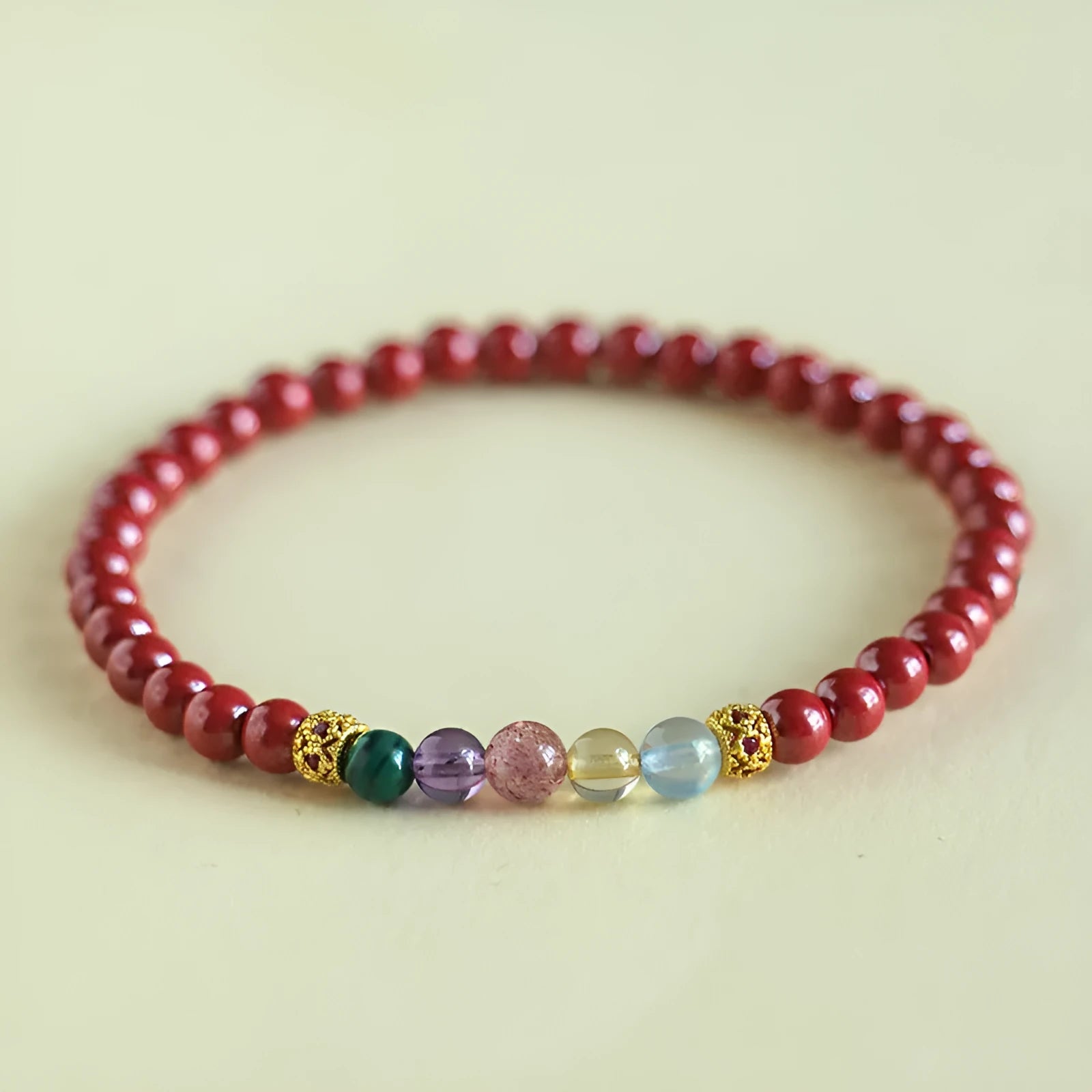 Purple gold sand quartz crystal string beads bracelet in couple design style