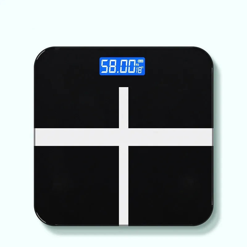 USB rechargeable electronic body weight scale in Cross Black, Cross Rose Red, or Cross White colour options
