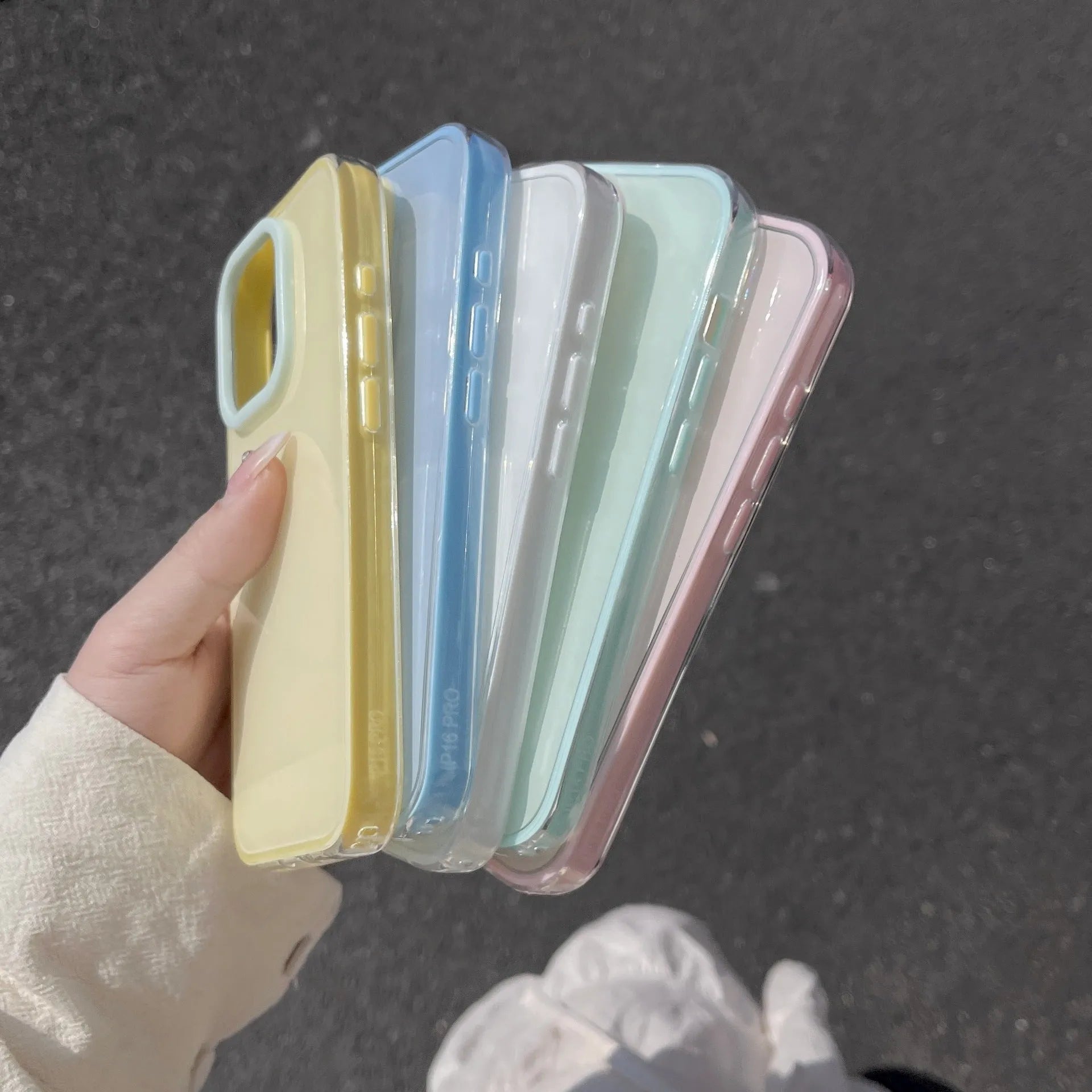 Simple solid colour TPU jelly silicone phone case for iPhone models, shown in blue.