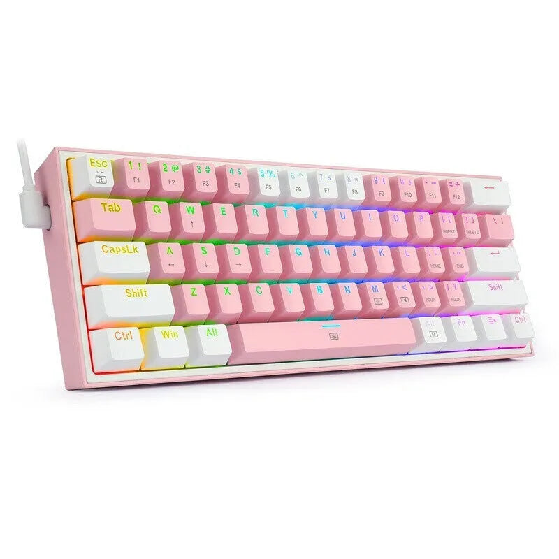 k617 wired RGB mechanical keyboard in white pink colour with multimedia keys