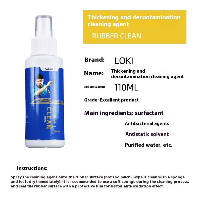 110ml table tennis blade rubber cleaning liquid bottle with sponge applicator for racket maintenance